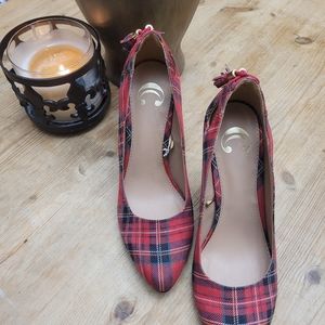 Shoes, brand C Size 8 red plaid